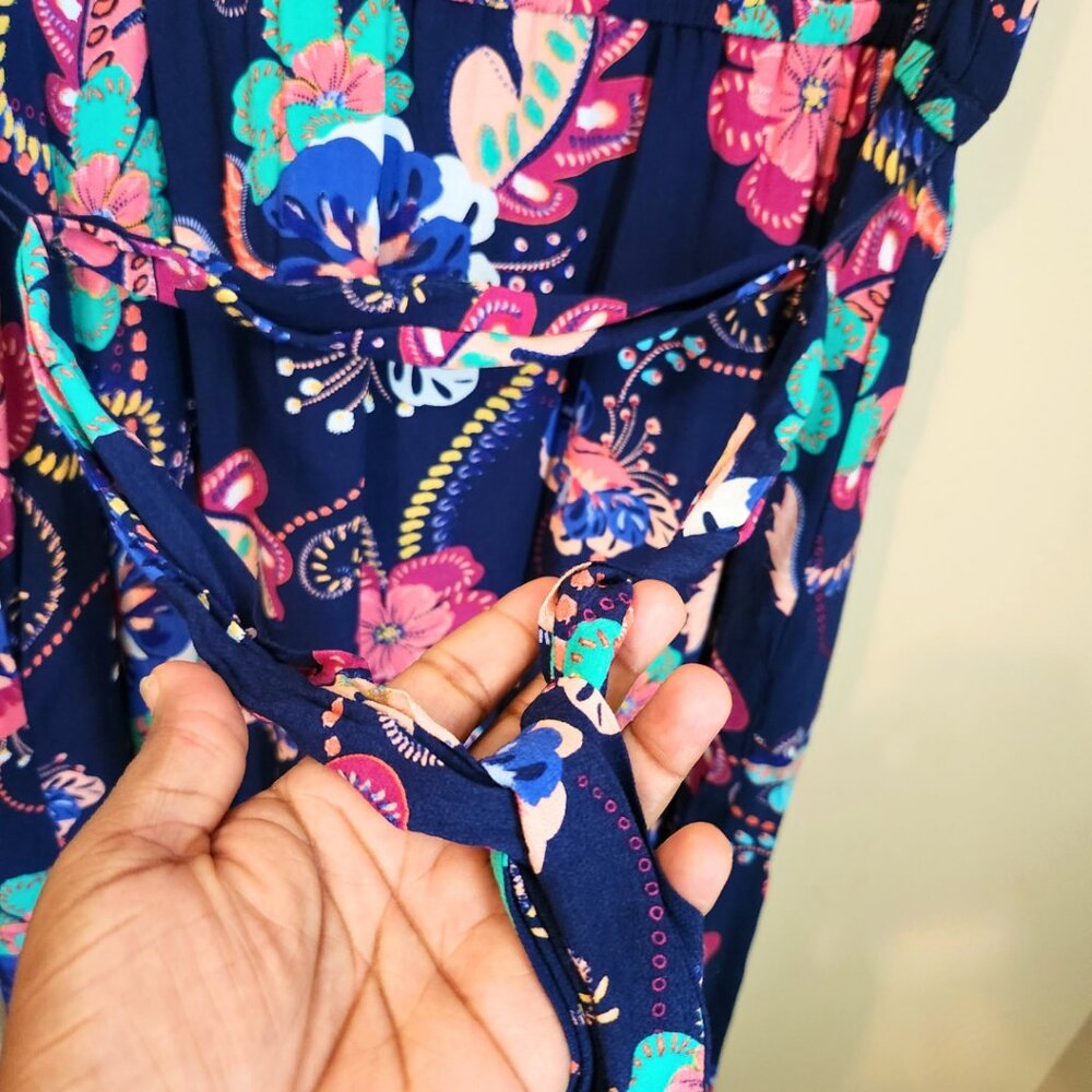 Talbots Navy Blue Floral Paisley Dress | Midi Dress | Size 10 - Picture 8 of 10